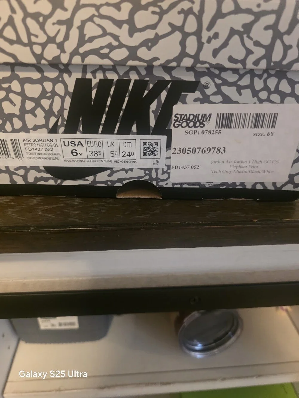 Nike Kids White & Black High-Top Sneakers with Elephant Print